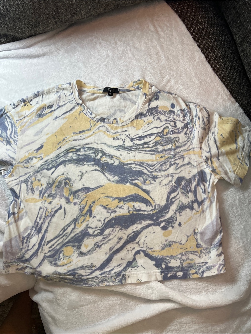 Rails Short Sleeve Marble-Print Tee in Yellow and Gray